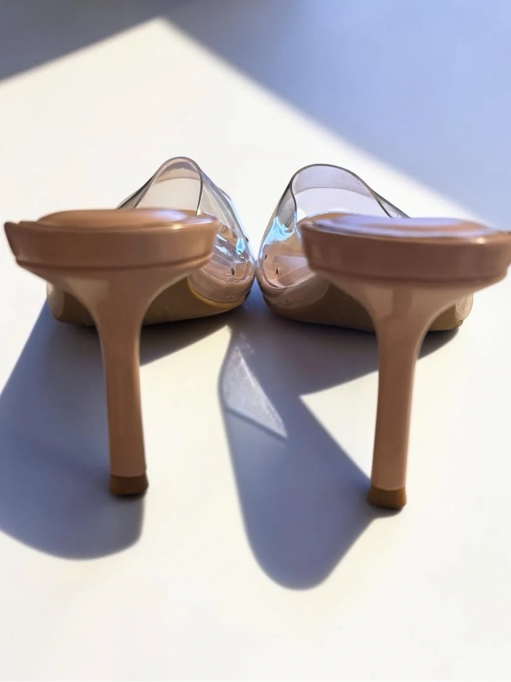 Anne Michelle Clear PVC Mule Heels Nude Blush Size 10 | 2.5” Heel | Y2K Minimali